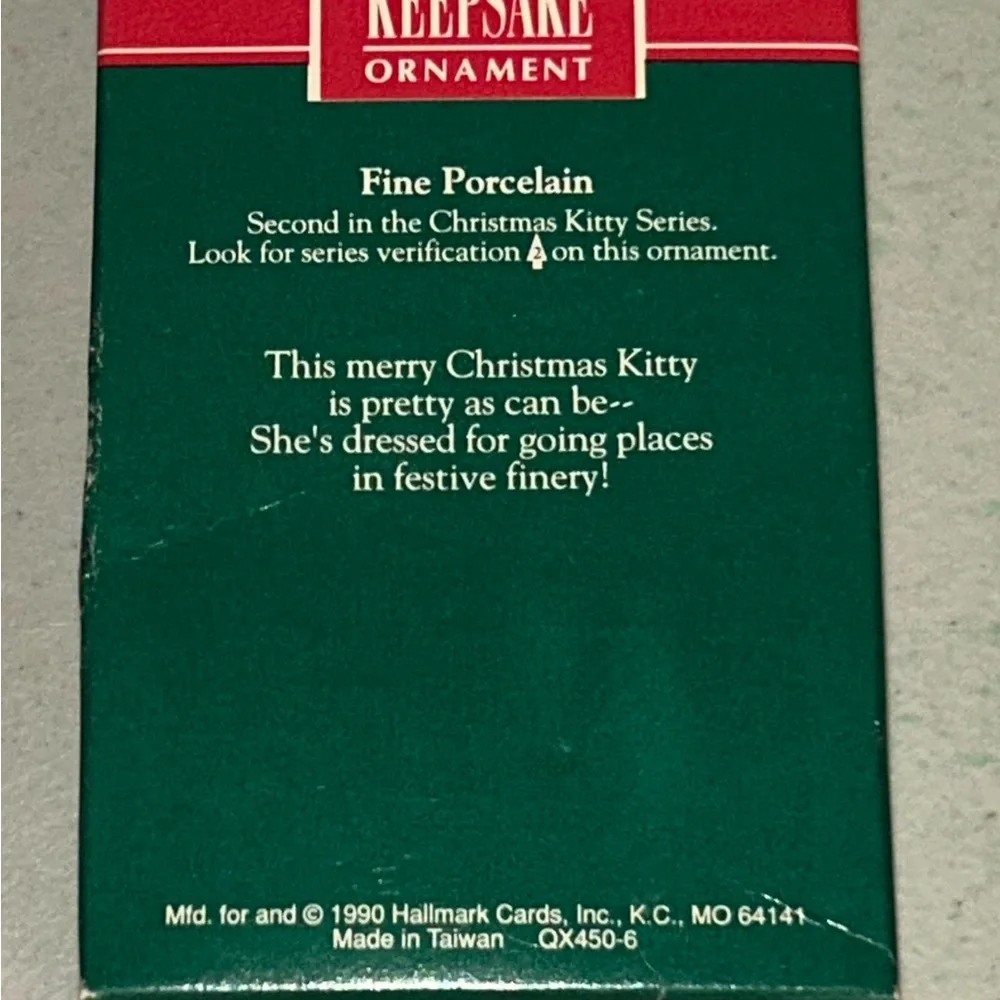 2 Hallmark Keepsake Ornaments 1991 Basket Bell Players & 1990 Christmas Kitty